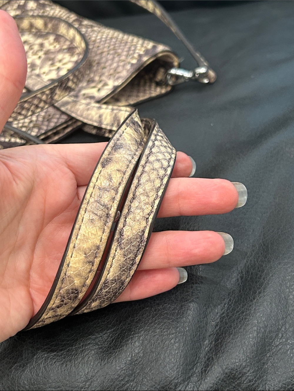 Michael Kors Snake-Print Tote in Brown and Tan 13”X11” - Picture 7 of 12
